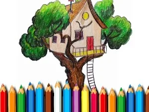 Tree Home Coloring E book